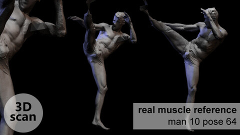 3D scan real muscle anatomy Man 10 pose 64