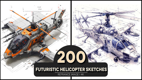 Futuristic Helicopter Sketches 4K Reference/Concept Images