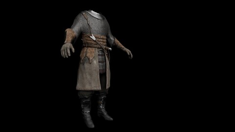 Medieval Warrior in chainmail Mesh