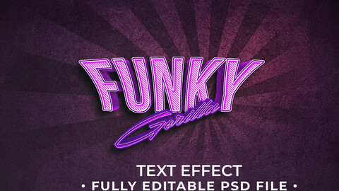 3D Funky PSD fully editable text effect. Layer style PSD mockup template.