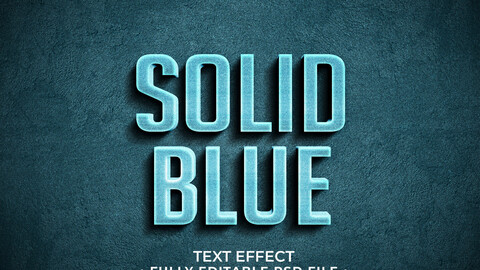 3D Solid Blue PSD fully editable text effect. Layer style PSD mockup template