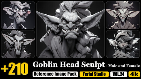 210 Goblin Head Sculpt - Male and Female Reference Image Pack v.24 |4K|