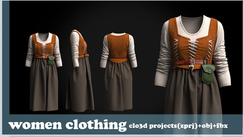 women clothing / clo3d project(ZPRJ)+OBJ+FBX.