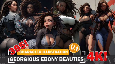 395 Various Gorgeous Ebony Beauties Diverse Outfit Character Design Reference Art V1 4K