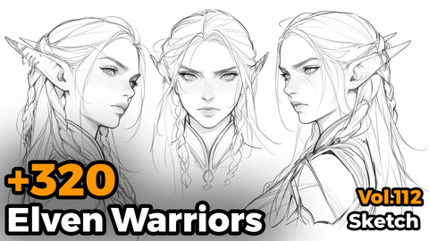 +300 Elven Warriors Sketch Reference(4k)