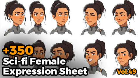 +350 Sci-fi Female Expression Sheet(4k)