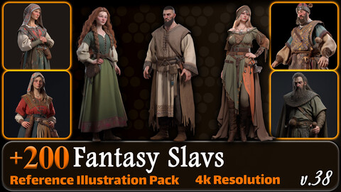 200 Fantasy Slavs Reference Pack | 4K | v.38