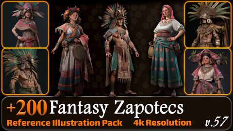 200 Fantasy Zapotecs Reference Pack | 4K | v.57