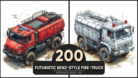 Futuristic Benz-Style Fire-Truck 4K Reference/Concept Images