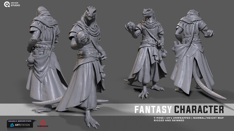 Fantasy Creature | Monster mage | Rigged and Skinned | FBX | OBJ | Normal Map