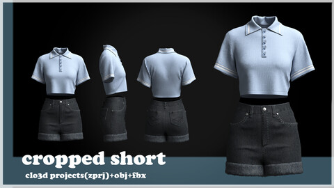 cropped shorts / clo3d project(ZPRJ)+OBJ+FBX.