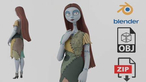 Sally Halloween Lowpoly Rigged