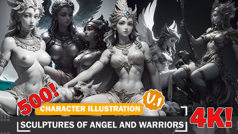 500 Sculptures of Angels and Warriors Diverse Outfit Character Design Reference Art V1 4K