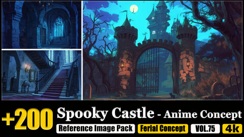 200 Spooky Castle - Anime Concept Reference Image Pack v.75 |4K|