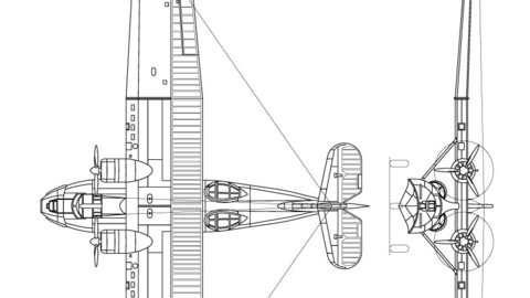 Consolidated PBY 5A Catalina 3 view line drawing svg vector file