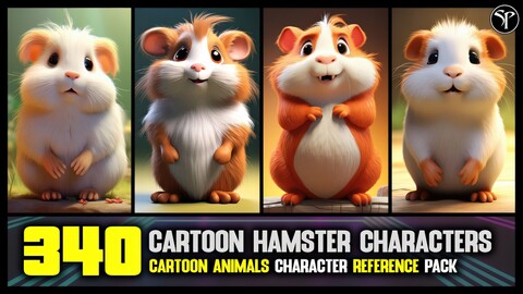 340 Cartoon Hamster Characters VOL1 | 4K Reference Image Pack