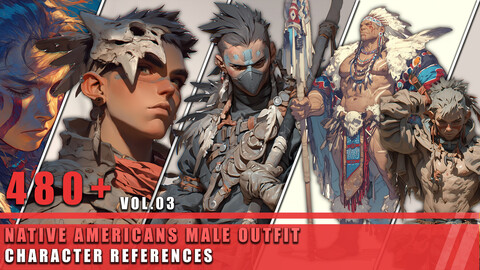 480+ Native Americans Male Outfit - Character References Vol.03