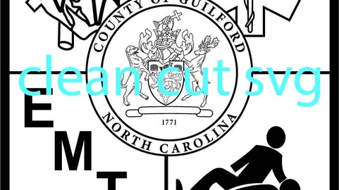 COUNTY OF GUILFORD NORTH CAROLINA EMERGENCY MEDICAL SERV PATCH VECTOR FILE Black white vector outline or line art file for cnc laser cutting, wood, metal engraving, Cricut file, cnc router file, vinyl cutting, digital cutting machine file