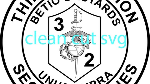 THIRD BATTALION PATCH VECTOR FILE Black white vector outline or line art file for cnc laser cutting, wood, metal engraving, Cricut file, cnc router file, vinyl cutting, digital cutting machine file