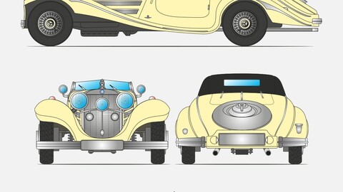 Mercedes-Benz 500K car blueprint