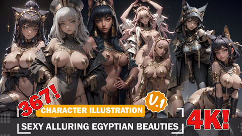 367 Sexy Alluring Egyptian Beauties Diverse Outfit Character Design Reference Art V1 4K