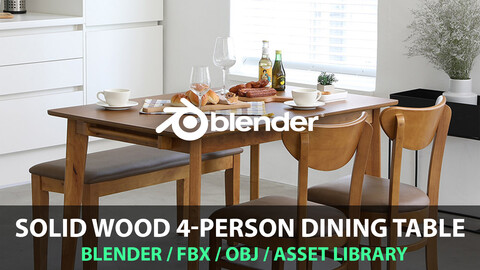 solid wood 4-person dining table