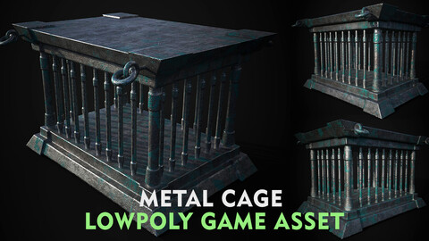 metal cage lowpoly game asset