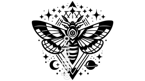 Cosmic Moth Tattoo Design – Versatile Vector Graphics Pack