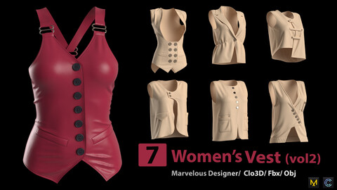 7 Women's Vest(vol2)+ Zprj +Obj + Fbx