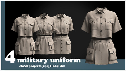 4 military uniform / clo3d project(ZPRJ)+OBJ+FBX.