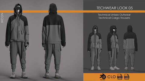 Techwear Look 05 Clo3D Project File + OBJ + FBX