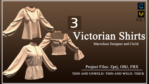 3 Female Victorian Shirts