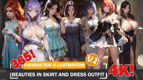 365 Anime Beauties in Skirt and Dress Outfits Intricate Designs and Diverse Reference Art V2 4K