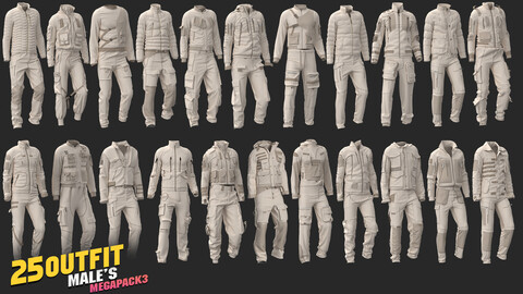 25 amazing models of male's tactical outfit megapack85%off/ marvelous & clo3d / OBJ / FBX