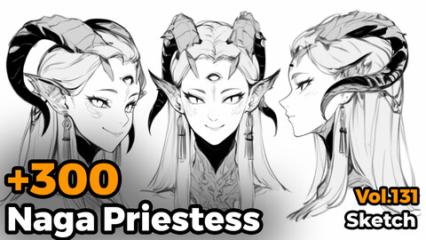 +300 Naga Priestess Sketch Reference(4k)