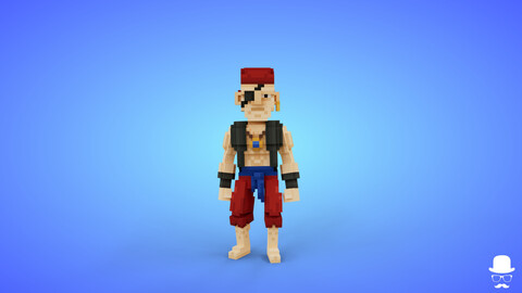 Pirate 2 Voxel Character - 3D Lowpoly Fantasy Model