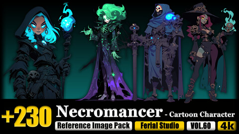 230 Necromancer - Cartoon Character Reference Image Pack v.60 |4K|