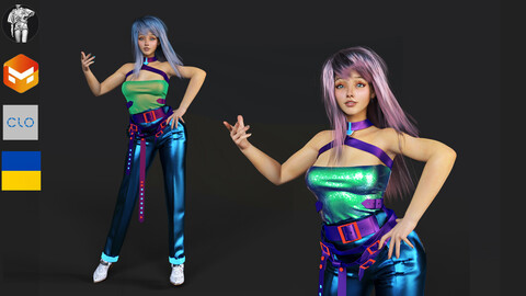 ANIME MERMAID SUIT: CLO3D, MARVELOUS DESIGNER PROJECT|+OBJ +FBX