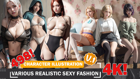 498 Various Realistic Sexy Fashion Diverse Outfit Character Design Reference Art V1 4K