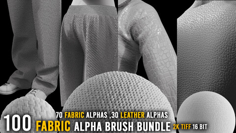 FABRIC ALPHA BRUSH BIG BUNDLE vol2 (leather and cloth)(2k tiff 16bit)