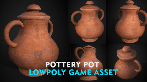 pottery pot lowpoly game asset