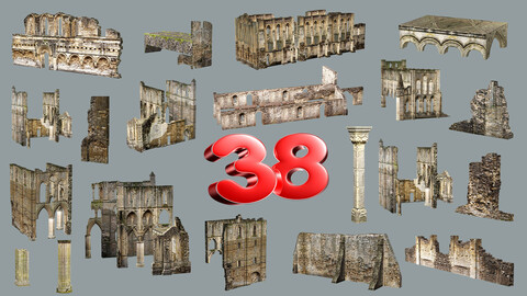 Old Building House Ruins Pack B 3D Model Collection