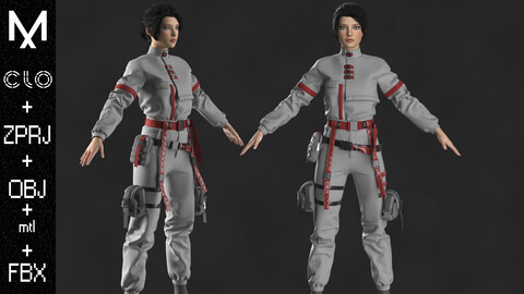 New Outfit Female Marvelous designer/Clo3d OBJ mtl FBX ZPRJ +A-POSE