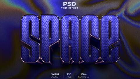 3D Space. PSD fully editable text effect. Layer style PSD mockup template