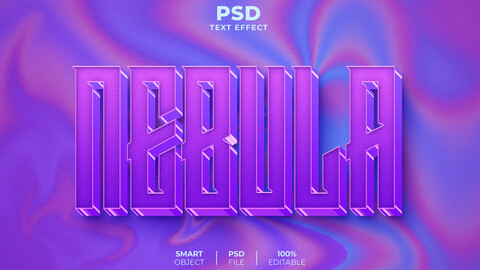 3D Nebula. PSD fully editable text effect. Layer style PSD mockup template