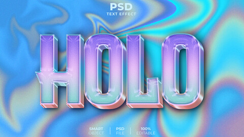 3D Holo. PSD fully editable text effect. Layer style PSD mockup template