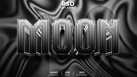 3D Moon. PSD fully editable text effect. Layer style PSD mockup template