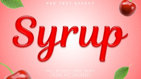 3D Syrup. PSD fully editable text effect. Layer style PSD mockup template