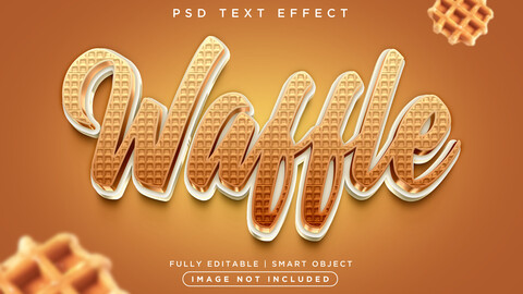 3D Waffle. PSD fully editable text effect. Layer style PSD mockup template