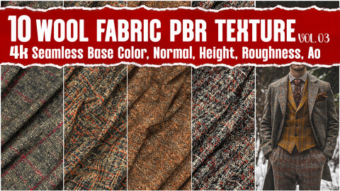 Wool Fabric VOL.03 | 4K Seamless PNG PBR Textures